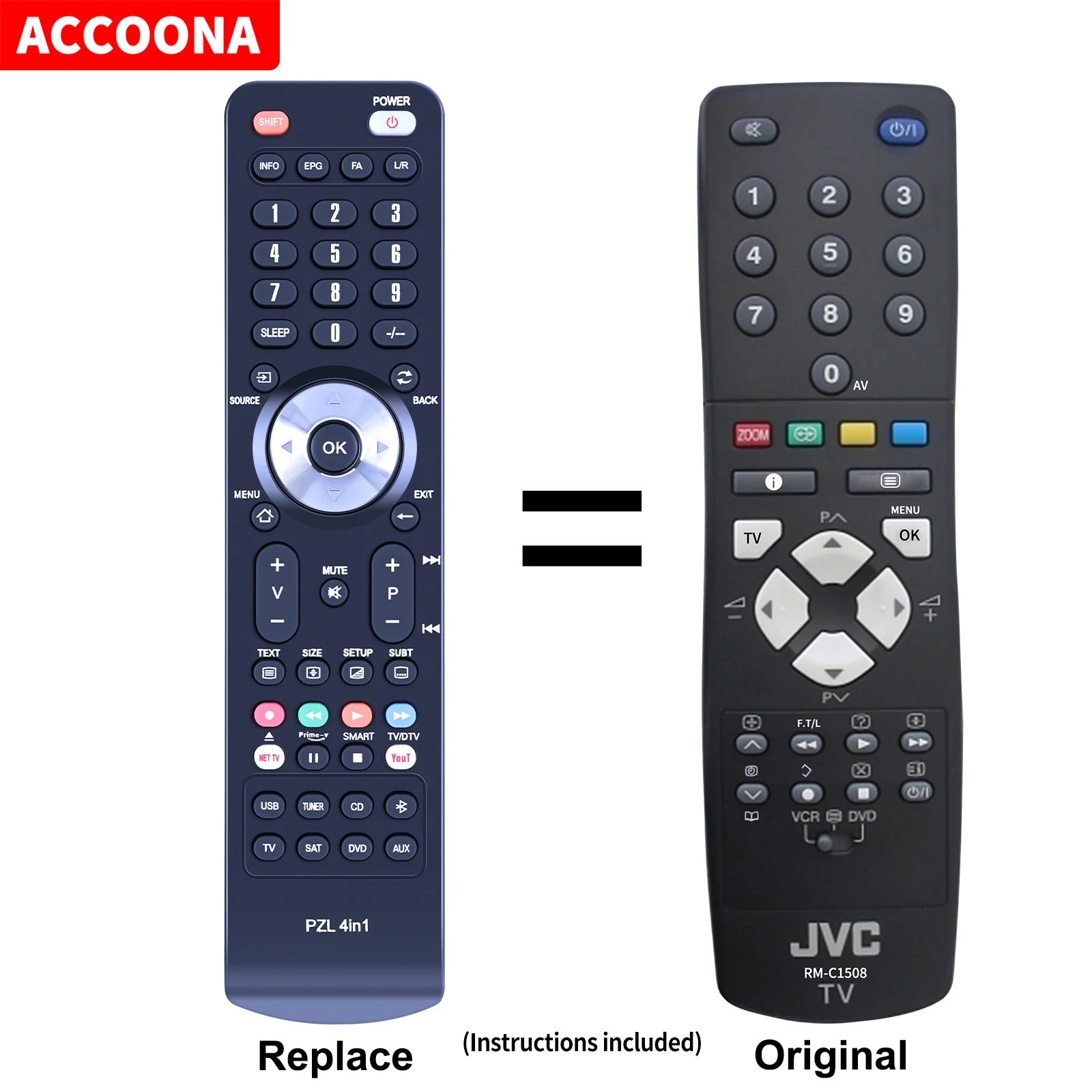 

Remote control RM-C1508 RM-C1514 RM-C1800S RM-C1805 RM-C1807 for JVC TV DVD