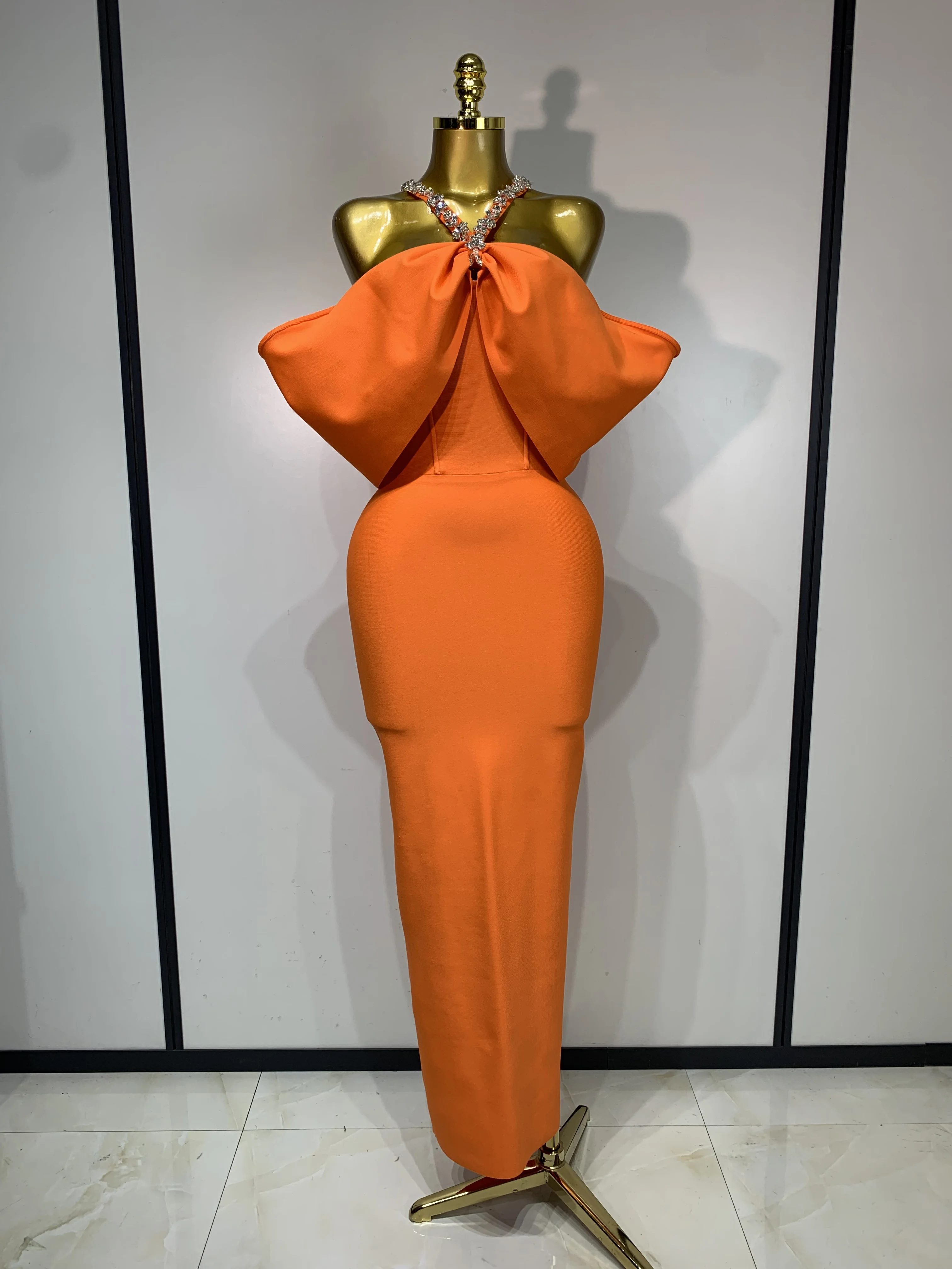 orange off the shoulder bandage dress Clothing : Bandage Dresses : 'Marianna' Orange Off Shoulder Bandage Dress