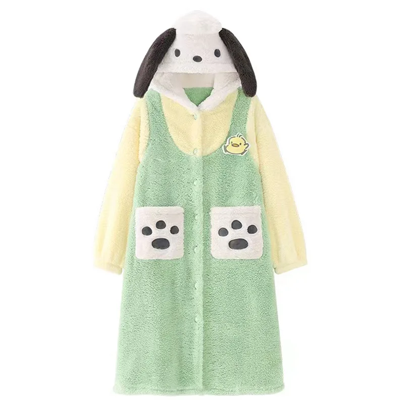 Adult Dog Kigurumi Women Men Cartoon Animal Cosplay Costume Winter Pajamas Set Hooded Couple Funny Party Nightgown Suit Nighties