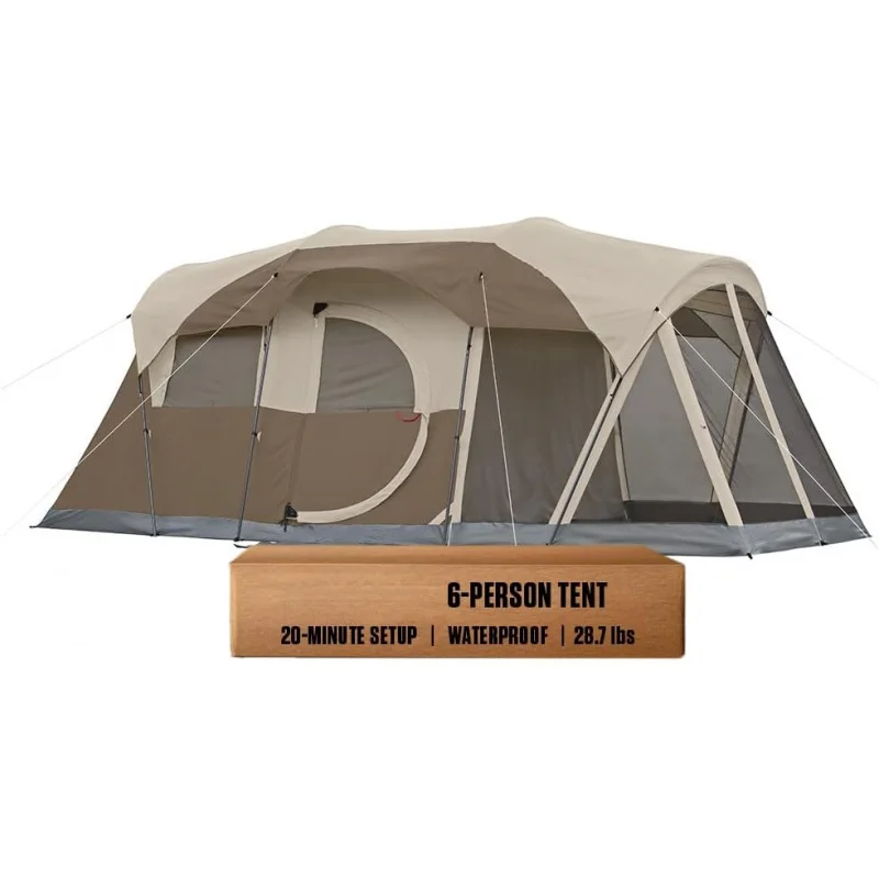 

Camping Tent with Screened Porch – Weatherproof, Rainfly & Carry Bag Included, PFAS-, Breathable Screen Room Bug-