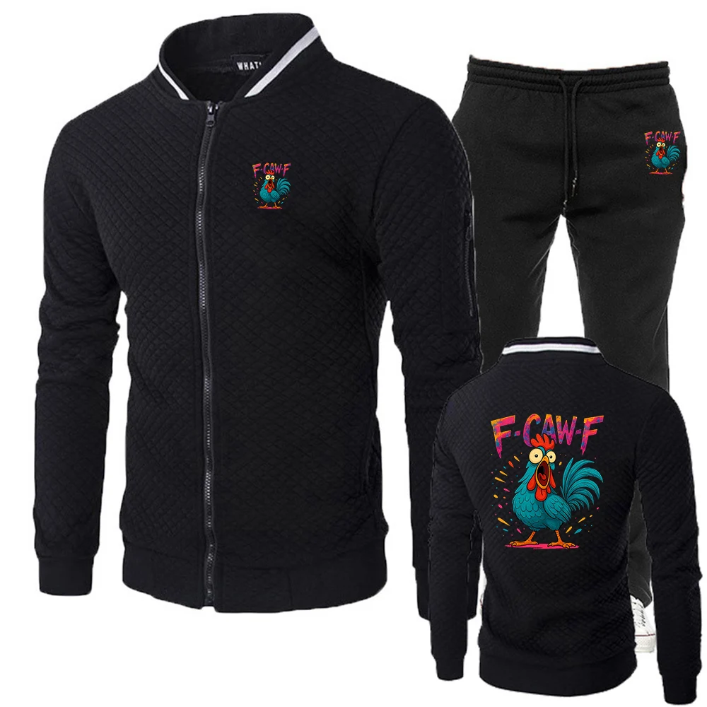 2025 Men's F Caw F Chicken Logo Print Creative Graphic Spring And Autumn Comfortable Versatile Hoodies Pants Suits