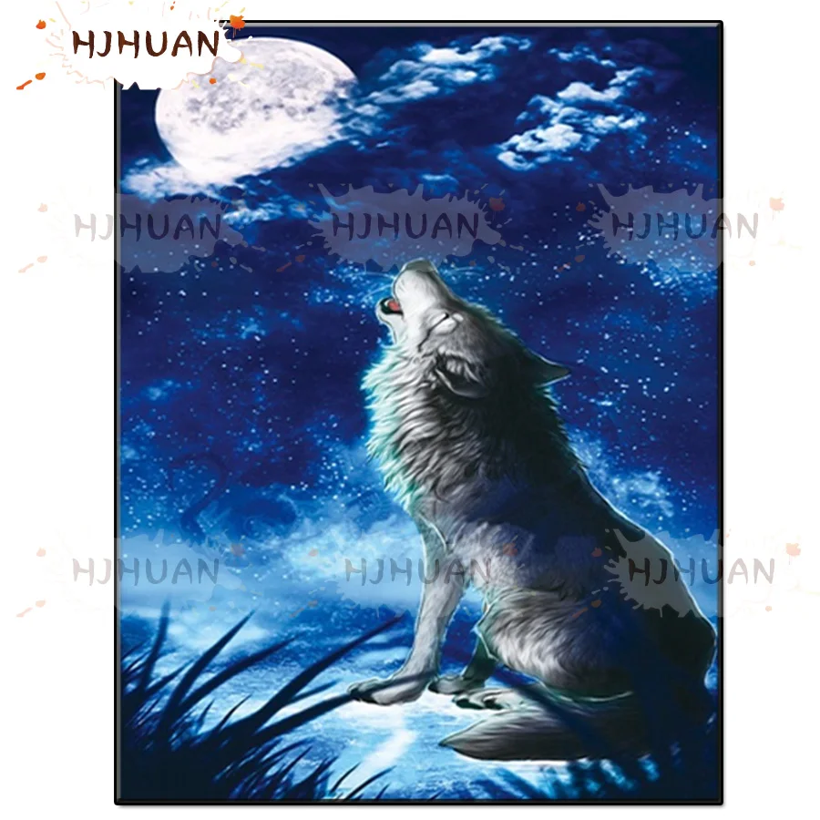 

Cartoon, fantasy starry sky, wolf Diamond Painting Mosaic Diamond Embroidery Full Square drill Picture Of Rhinestone Home Decor