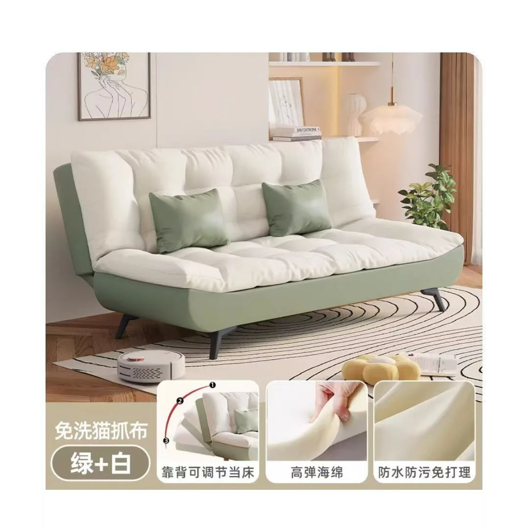 أريكة شقة صغيرة لغرفة المعيشة، سرير أريكة قابل للطي، غرفة نوم مزدوجة الأغراض، غرفة تأجير بسيطة وحديثة، قماش كسول