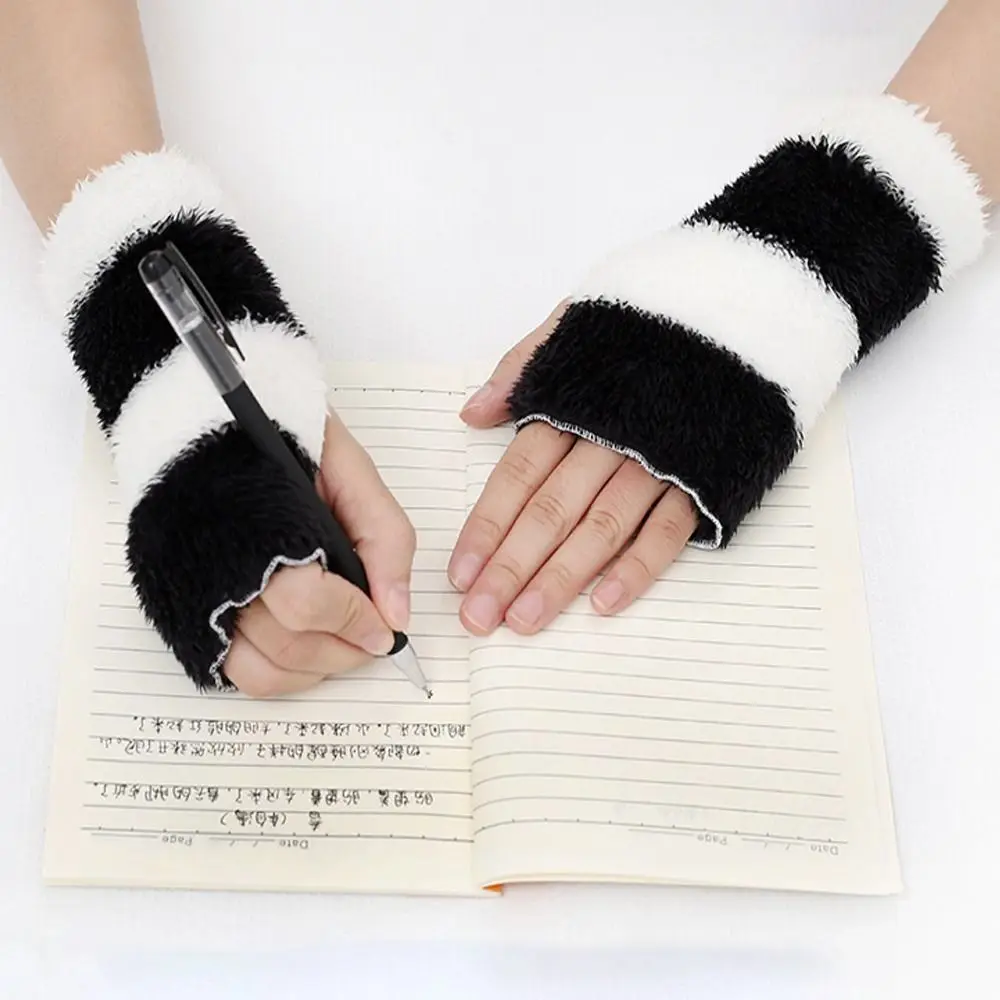 Daily Windproof Cold Proof Warm Gloves Thick Touch Screen Short Mittens Plush Gloves for Students