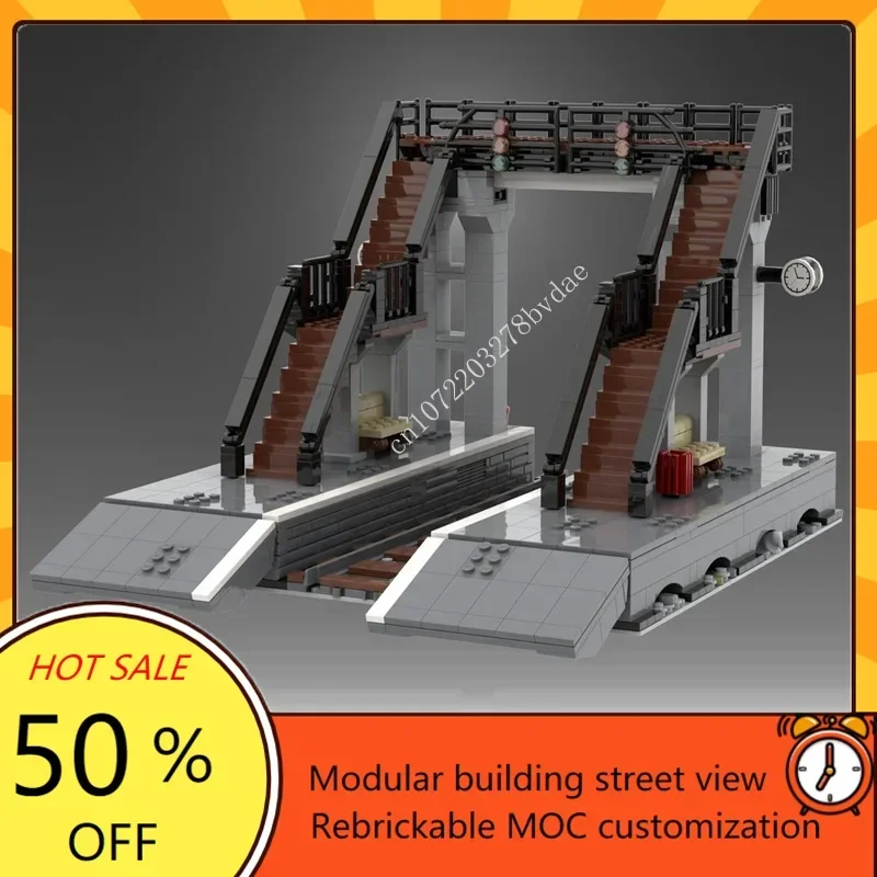 

869PCS Customized MOC Railway Pedestrian Bridge Street View Model Custom Puzzle Technology Assembly Toys Birthday Gift