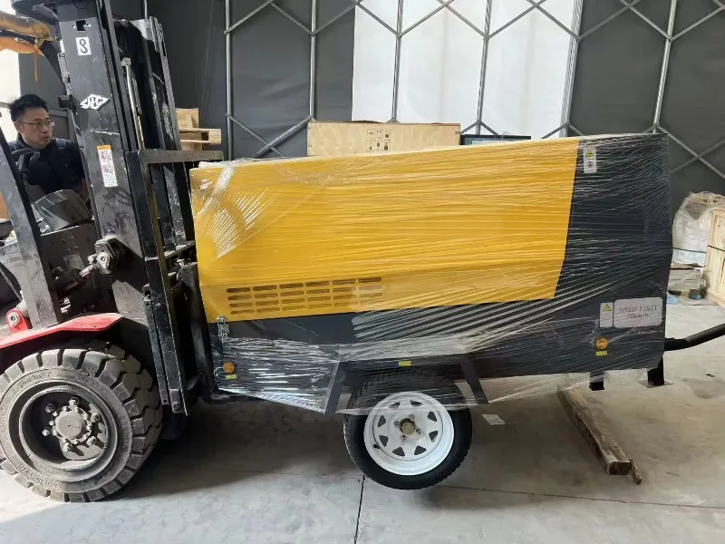 Customized Portable Lubricated Screw Diesel Air Compressor With Pump & PLC 210CFM 8Bar For Mining And Pneumatic Impact Tools