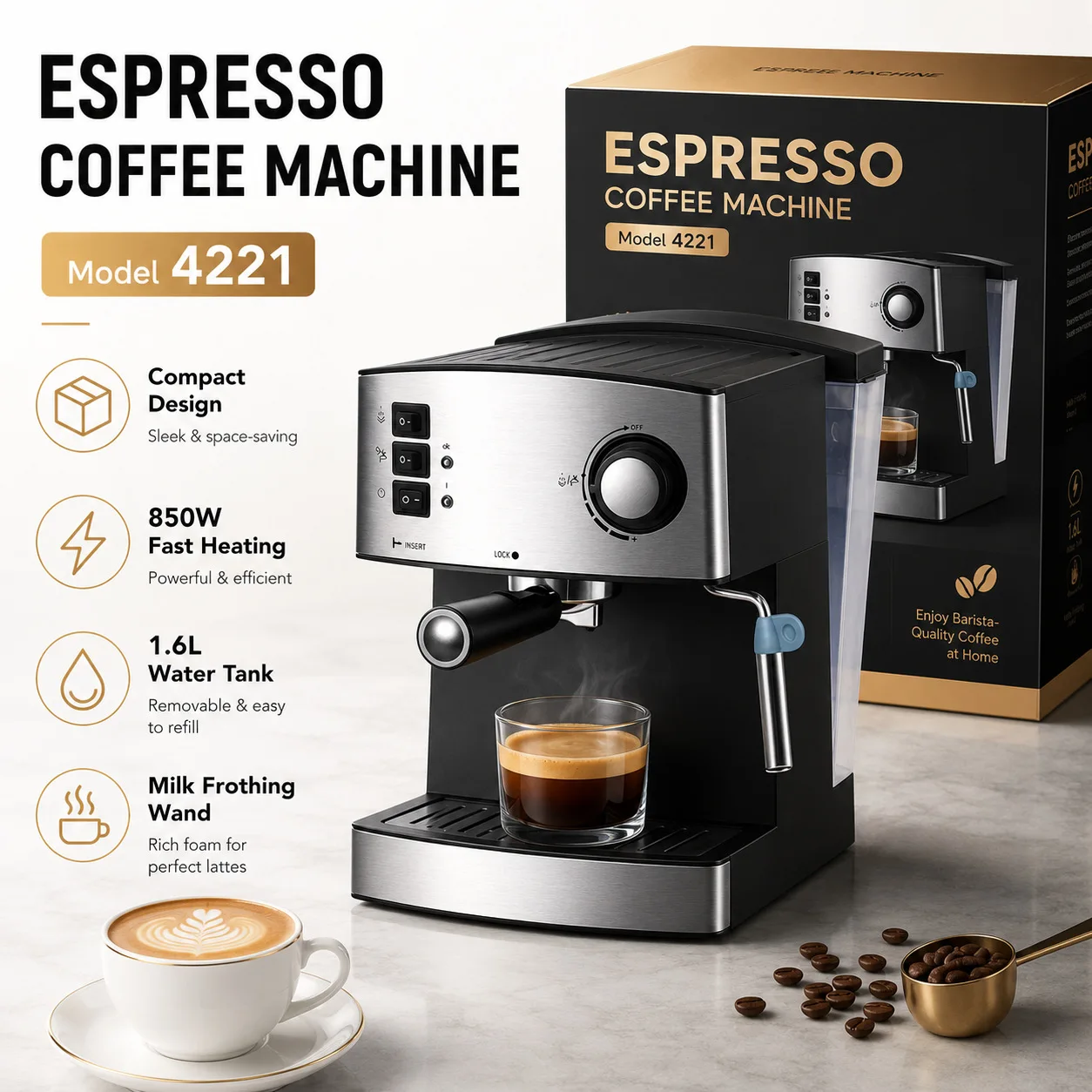 European standard plug 15Bar steam froth extraction oil pump pressure Italian coffee machine