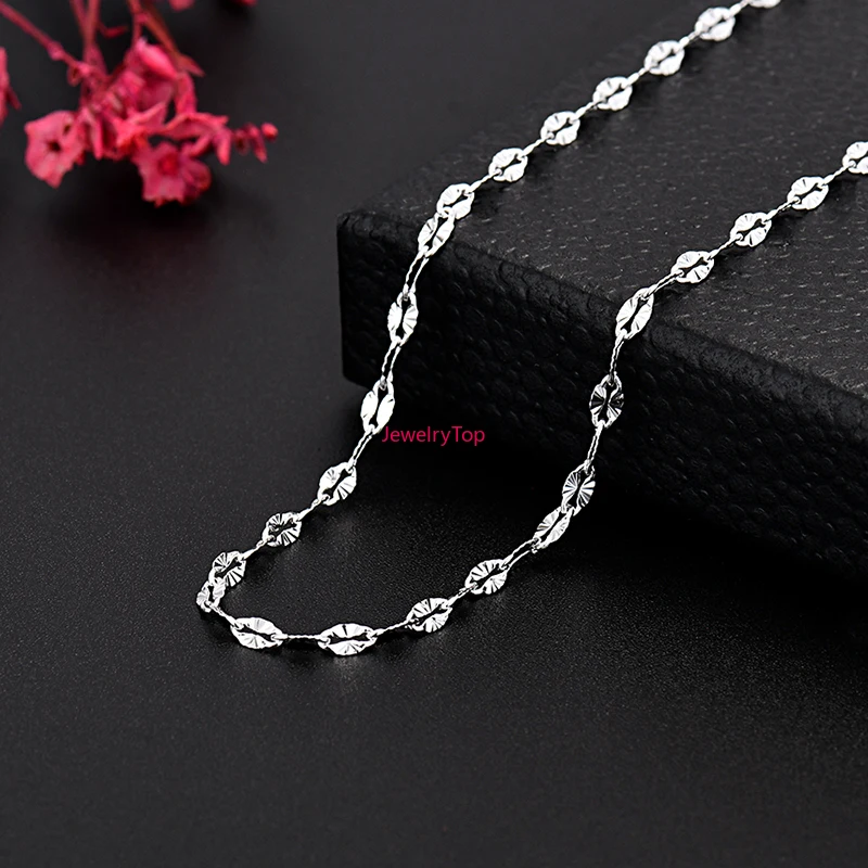 JewelryTop store 2MM Chain 45-75CM 925 Sterling silver Necklace Beautiful fashion Elegant for women men chain cute fit pendant