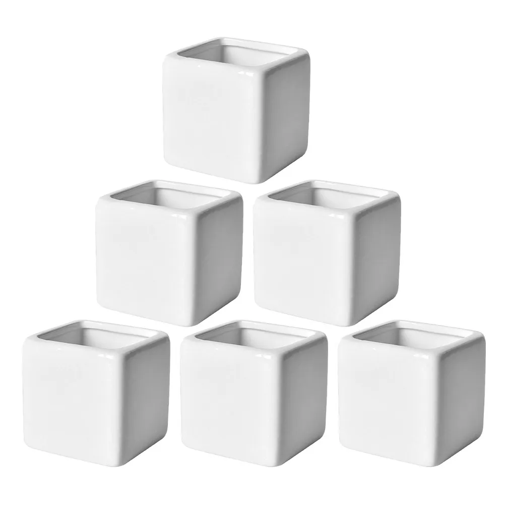 6pcs-ceramic-flowerpot-square-small-indoor-planter-white-decorative-succulent-pot-tabletop-plant-container-office-window-home