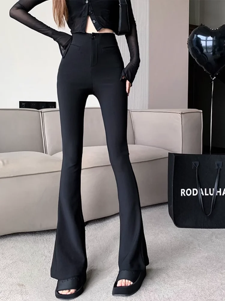 Bla Tailored Broek Dames Lente Herfst 2025, Nieuw Klein Ontwerp Hoge Taille Afslankende Micro Flared Hoefbroek