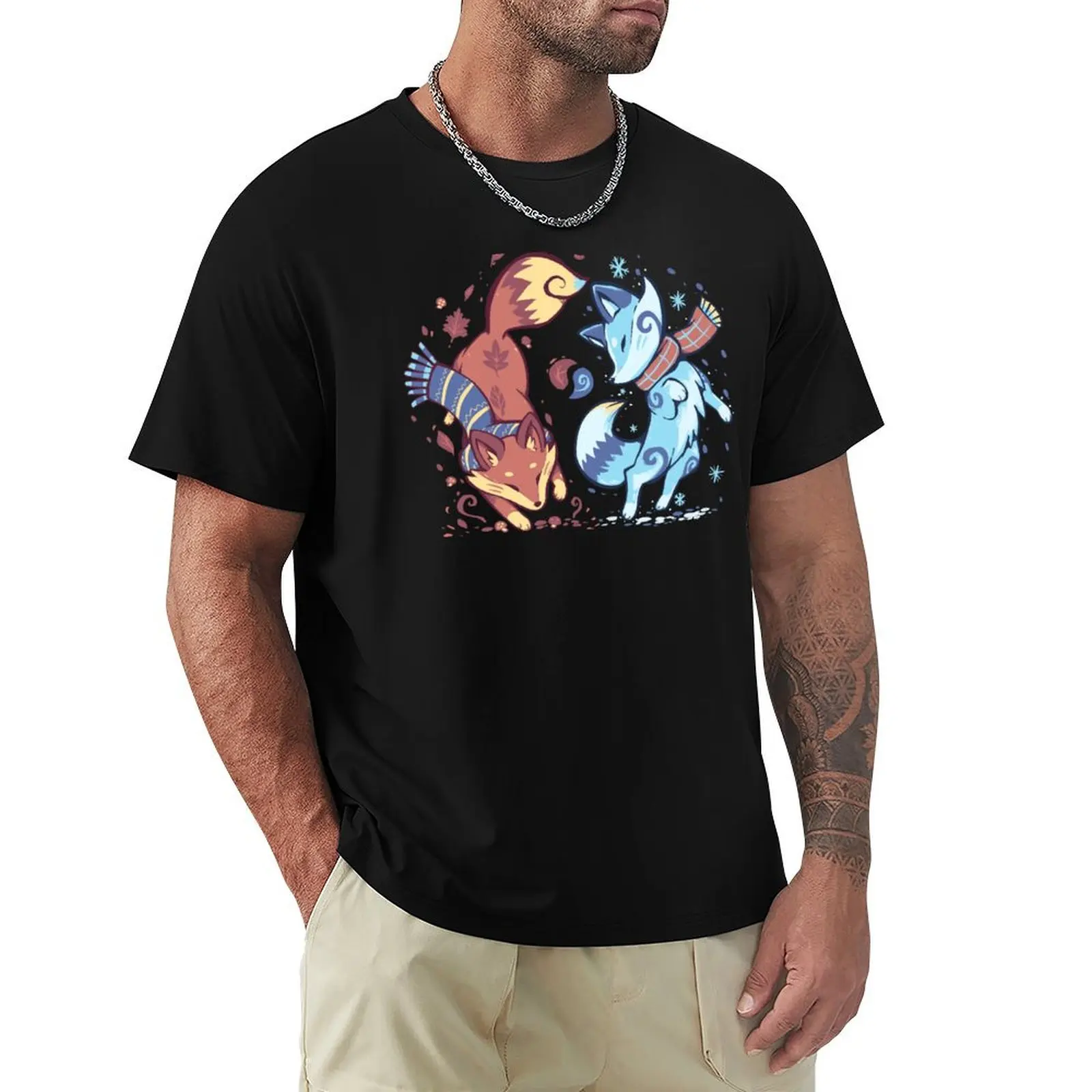 Autumn and Snow Fox T-Shirt Plus Size Everyday Tee Shirt