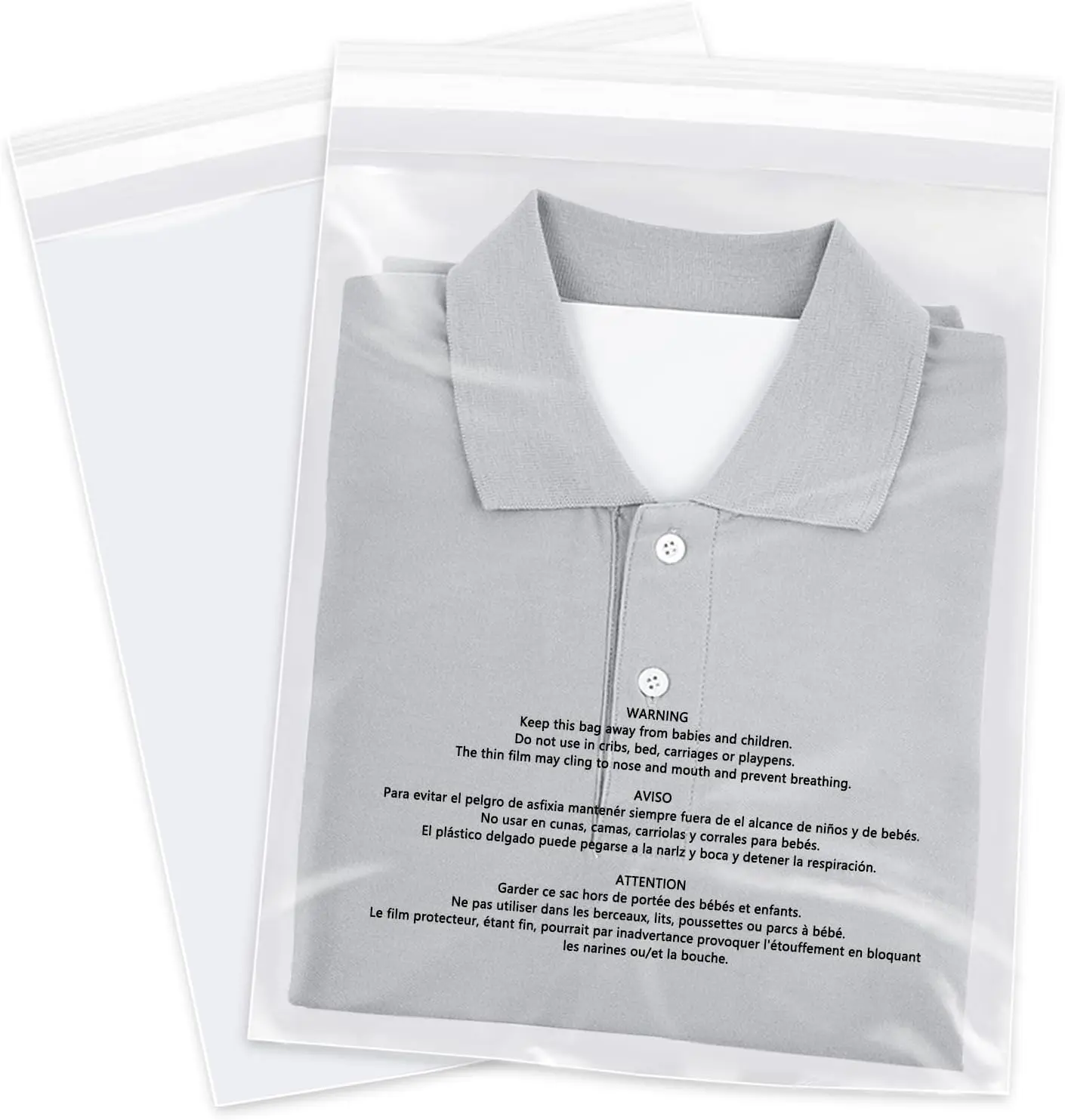 

1000 Clear Poly Bags 10x13 Self Seal with Suffocation Warning for Clothing & Shipping