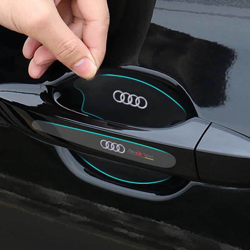 Protetor de Maçaneta e Decalque de Cava de Maçaneta Esportivo para Audi A4 A6 Q5 A3 A5 Q3 TT A7 A8, em ABS PVC, Acessórios de Tuning Automotivo Exterior