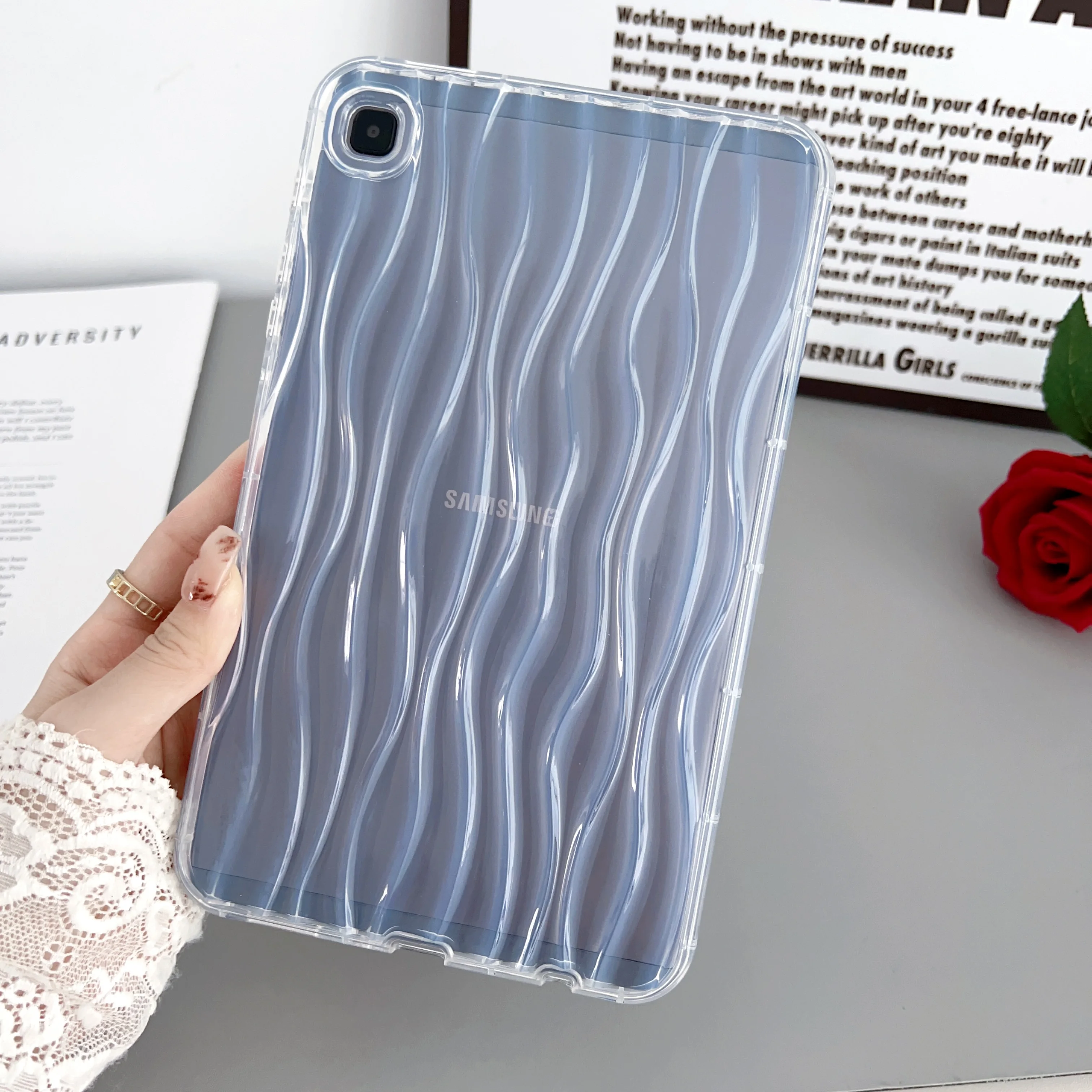 Para ipad 10 2022 10.9 7th 8th 9th 10.2 ar 3 pro11 mini 4/5/6/7 a16 11 polegadas 2025 tablet capa casos onda textura caso transparente