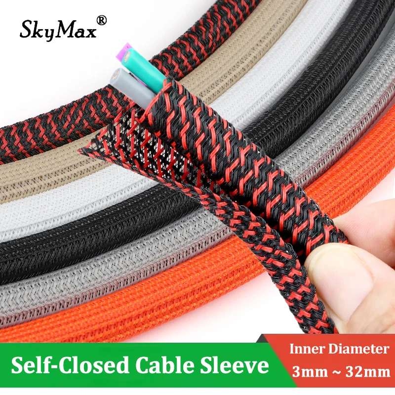 3-20M Insulated Sleeve PET Self-Closed Cable Line Organizer Prevent Pet Scratching Protective Sleeving 3/5/8/10/13/16/19/25/32mm