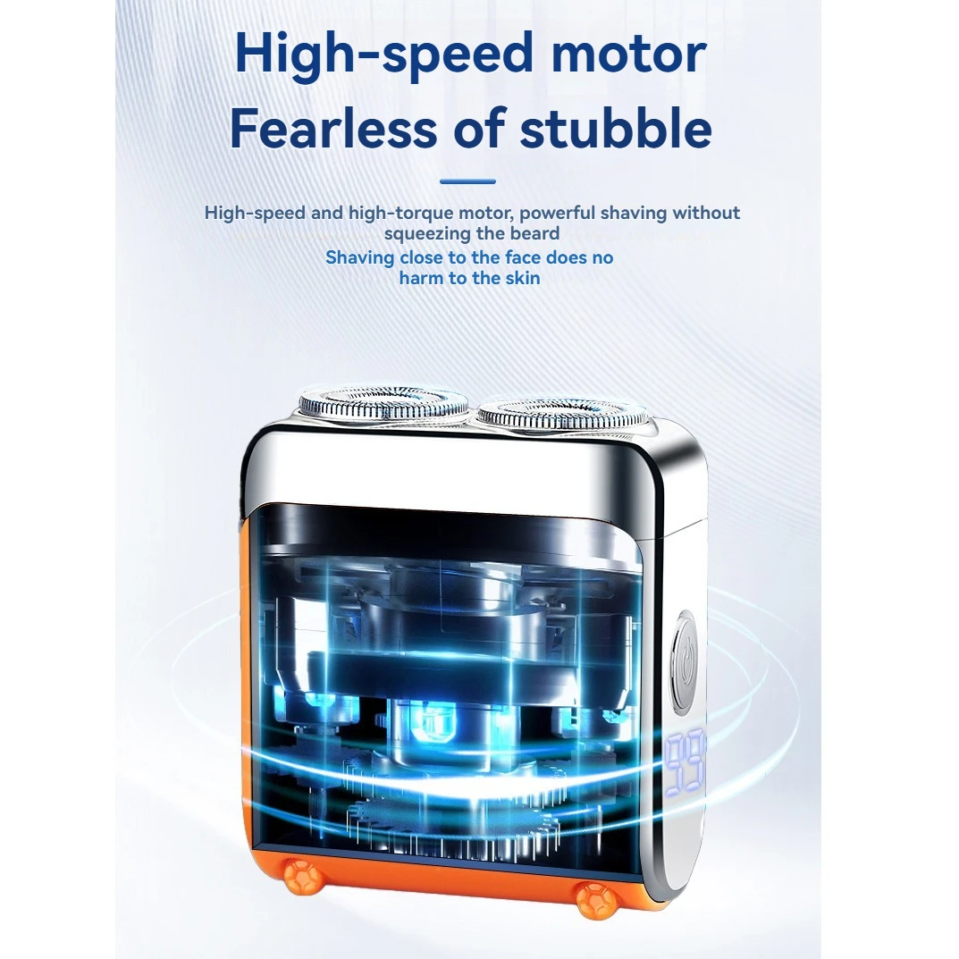 

ABWM-Mini USB аккумуляторная электробритва для мужчин, моющаяся в воде, двойные вращающиеся лезвия, портативная и тихая работа