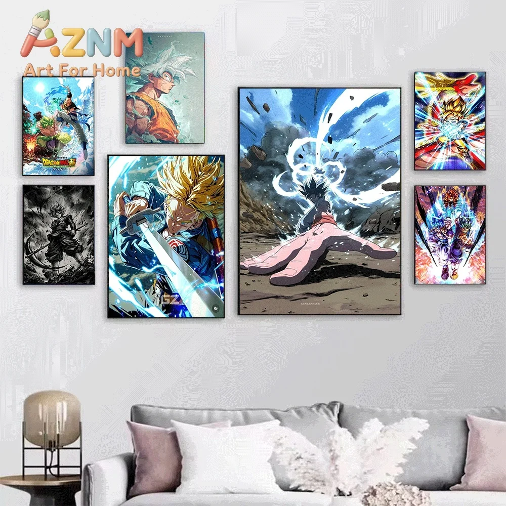 Dragon Ball Anime Canvas Wall Art No Frame Goku Ultra Instinct Trunks Goku Black Manga Print Painting Home Living Room Bedroom