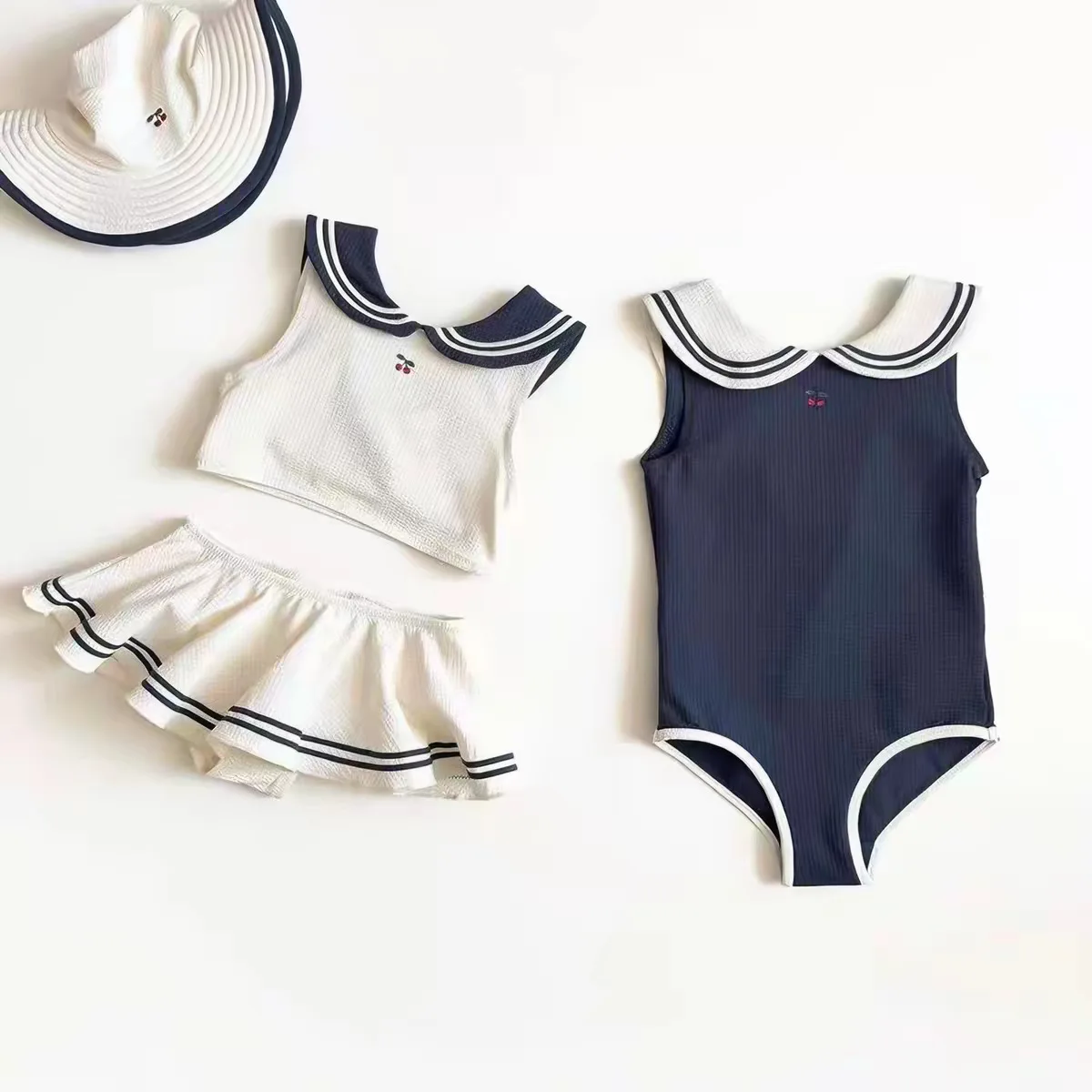Toddlers Girls Cherry Swimwear Sets Ruffles Backless S05dcf6a00bf04843b0945c8fc314a15c4