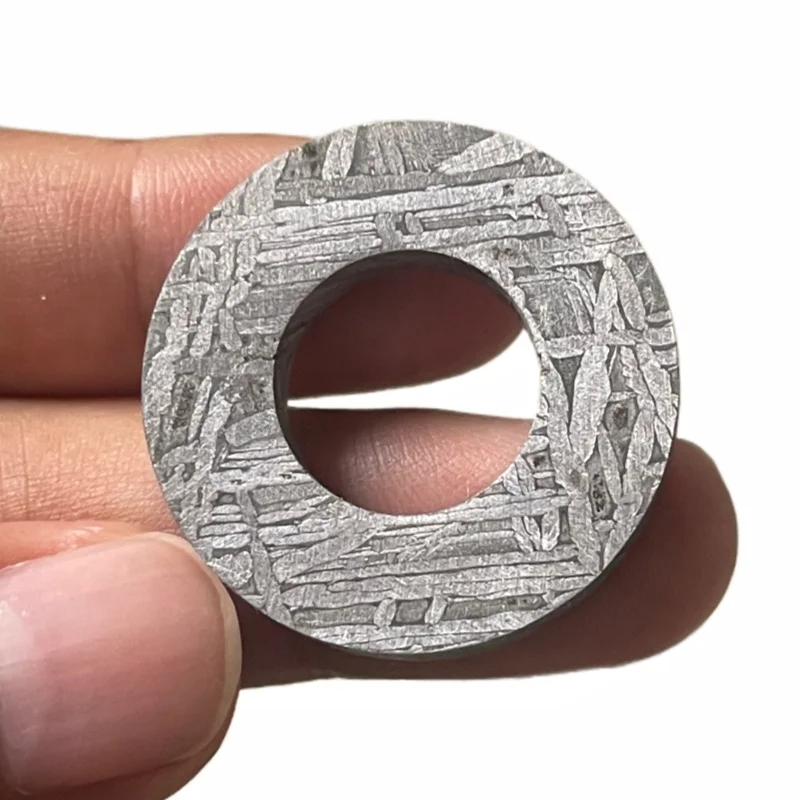 Authentic Muonionalusta Meteorite Hollow Circular Ring Slice Natural Iron Meteorite Cosmic Collectible Specimen TC803