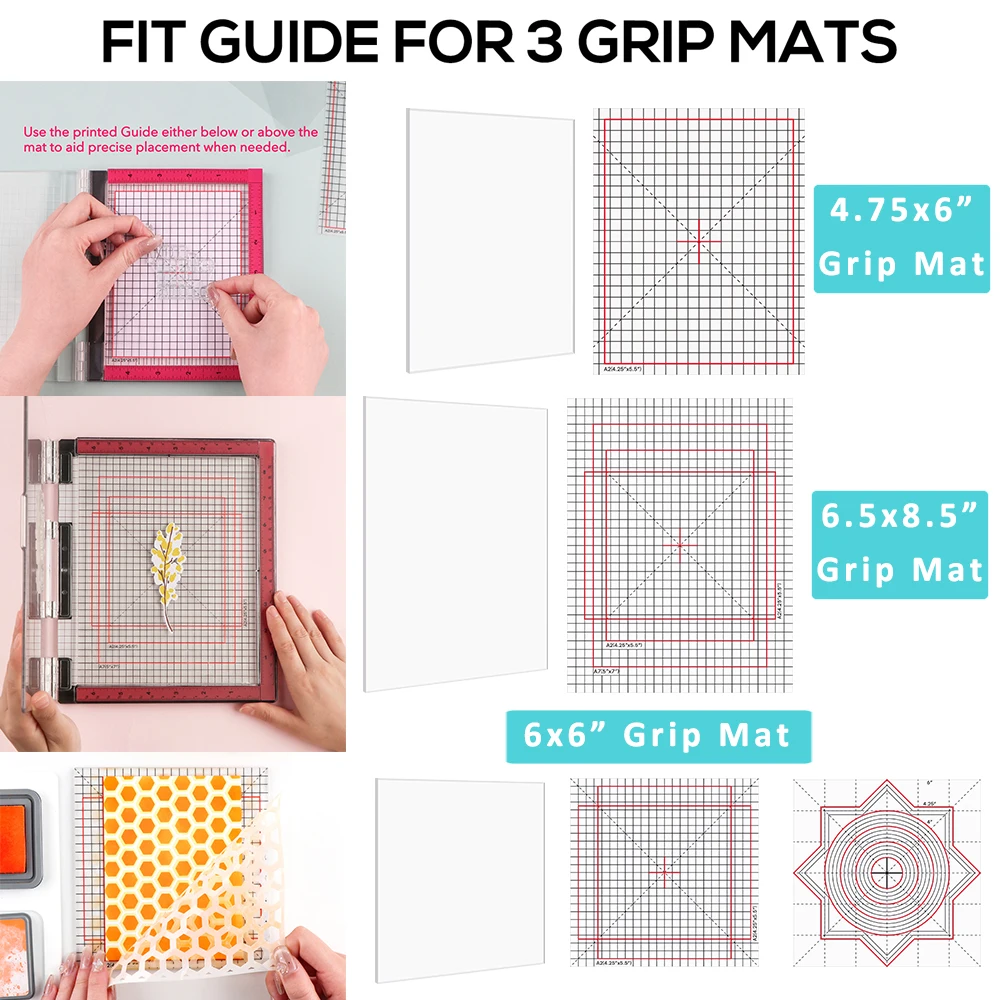 Multi-Use Photopolymer Grip Mat with Printed Guides Non-Slip Sticky Mats Stamp Positioning Tool For Scrapbooking Card Making