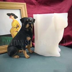 Large Rottweiler Dog Silicone Mold Resin 3D Dogge Home Deocration Molds Silicon Novelties 2024 Casting Epoxy Animals Puppy