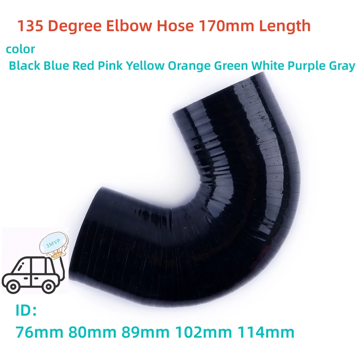 

3PLY 170mm Length ID 76mm 80mm 89mm 102mm 114mm 135 Degree Elbow General Silicone Coolant Intercooler Pipe Tube Hose Replacement