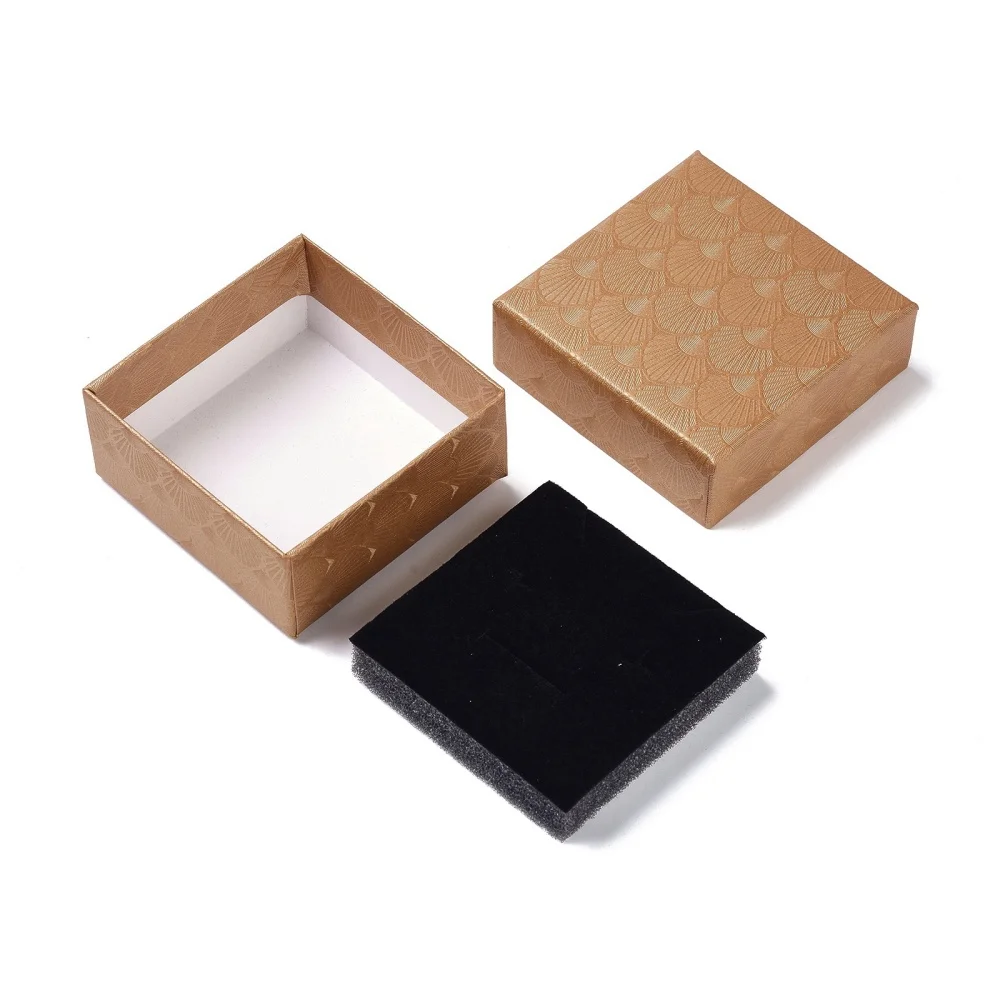 

24pcs 7.5x7.5x3.6cm Cardboard Paper Jewelry Set Boxes for for Earring Bracelet Necklaces Jewellry Gift Display with Black Sponge