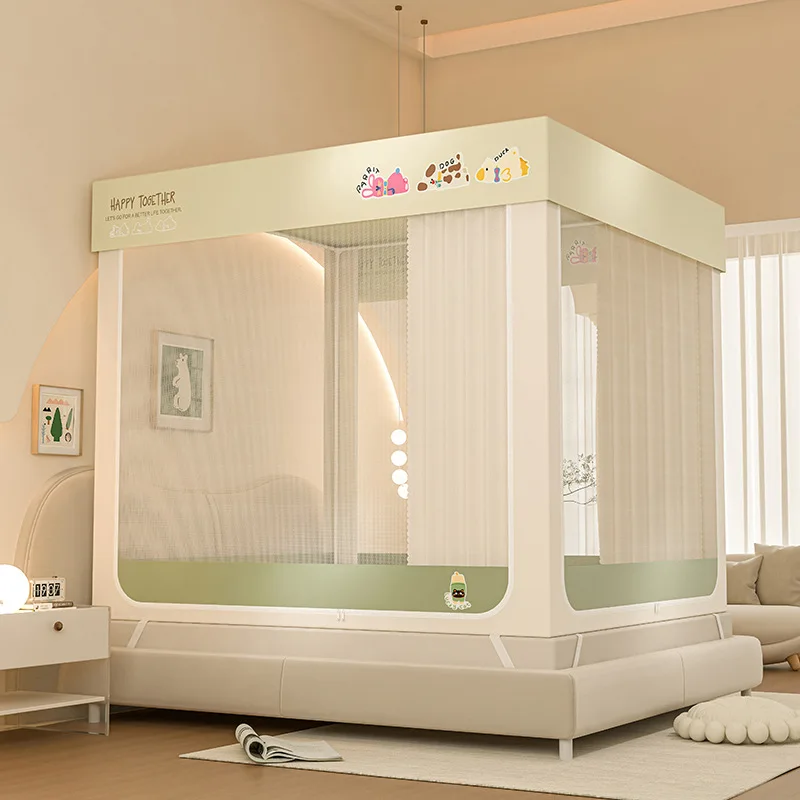 Class A Maternal Infant Grade Anti-fall Mosquito Tent, Pop Up Mongolian Shade Integrated Bed Guardrail Prevent Baby Rolling Off