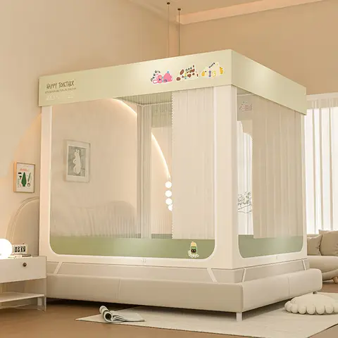 Class A Baby Safe Anti-Fall Mosquito Net No Installation Needed Infant Fall Guard Mongolian Blackout All-In-One Bedrail For Kids