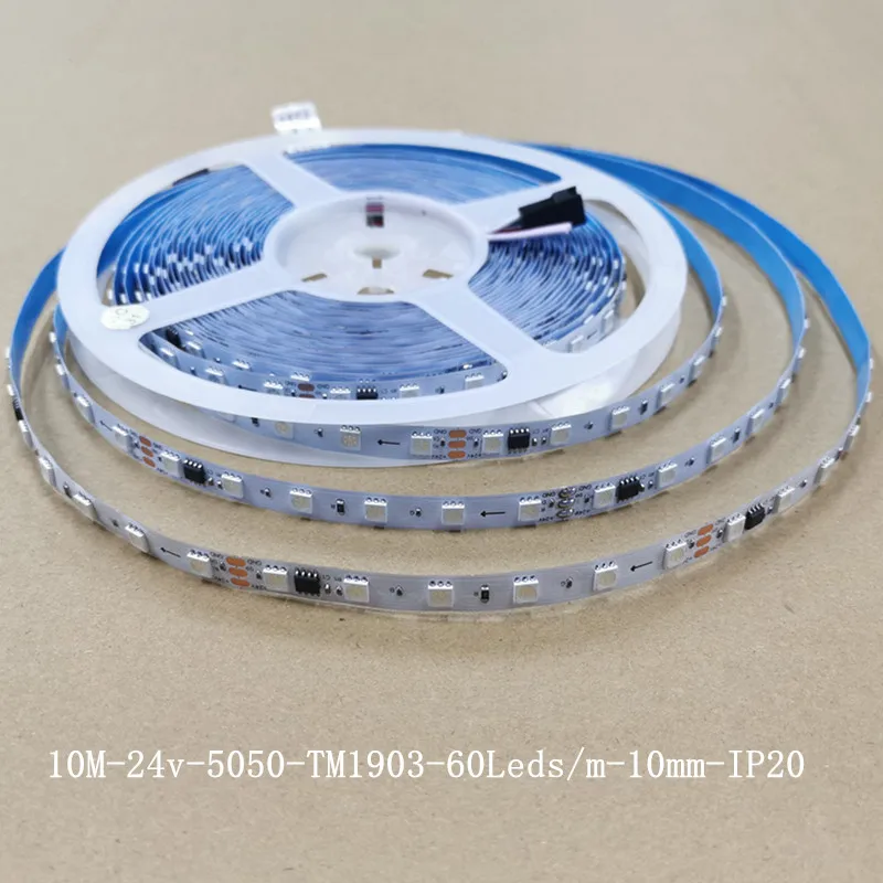 10M 24v TM1903 RGB Led Strip 5050 SMD Addressable 60Leds/m Led Pixels 1 Ic Control 6 Leds 24V Flexible Multicolor Led Light IP20