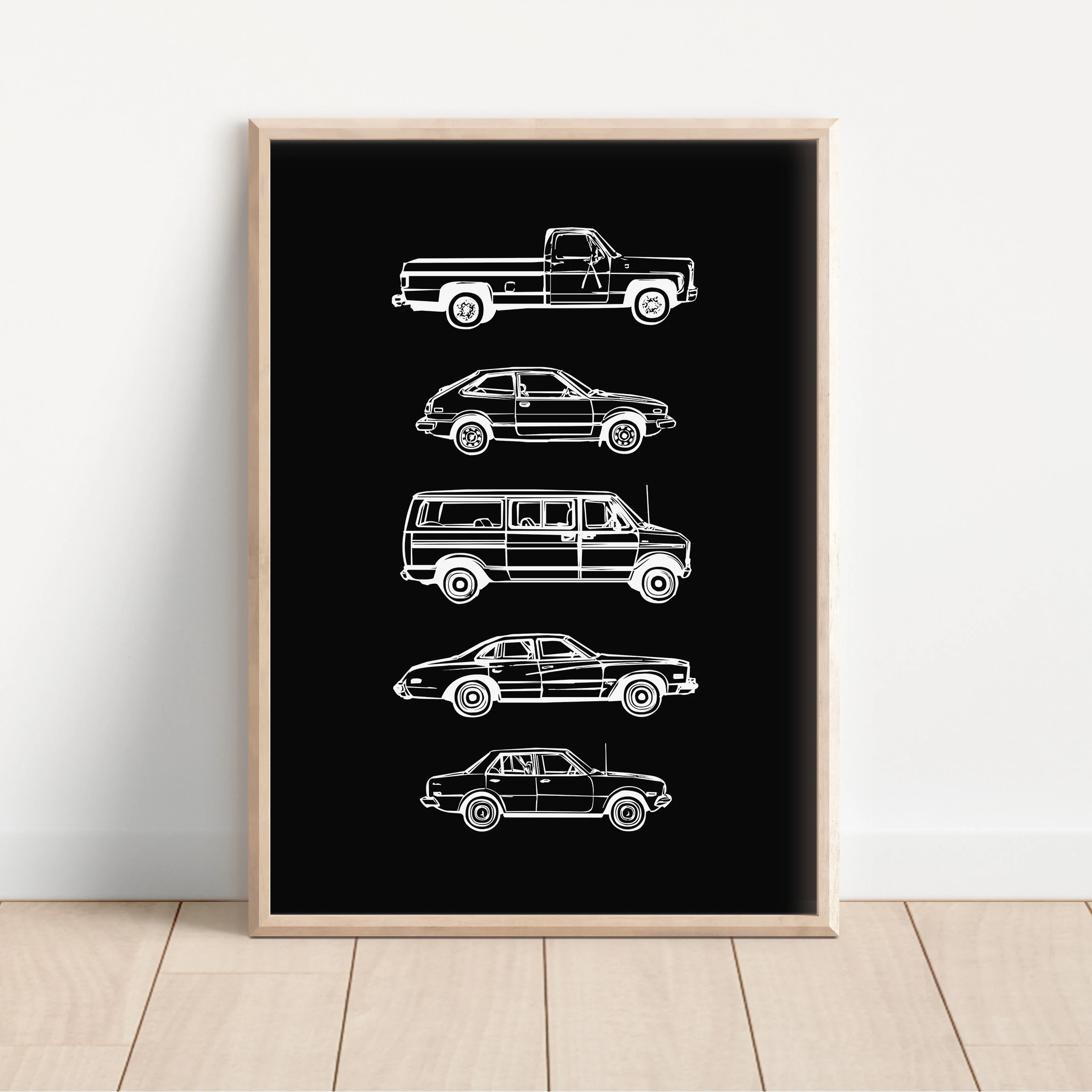 Retro Car Lightning Boys Rule Gallery Wall Prints Quote Play Poster Wall Art Canvas Painting Kids Room Living Room Home Decor