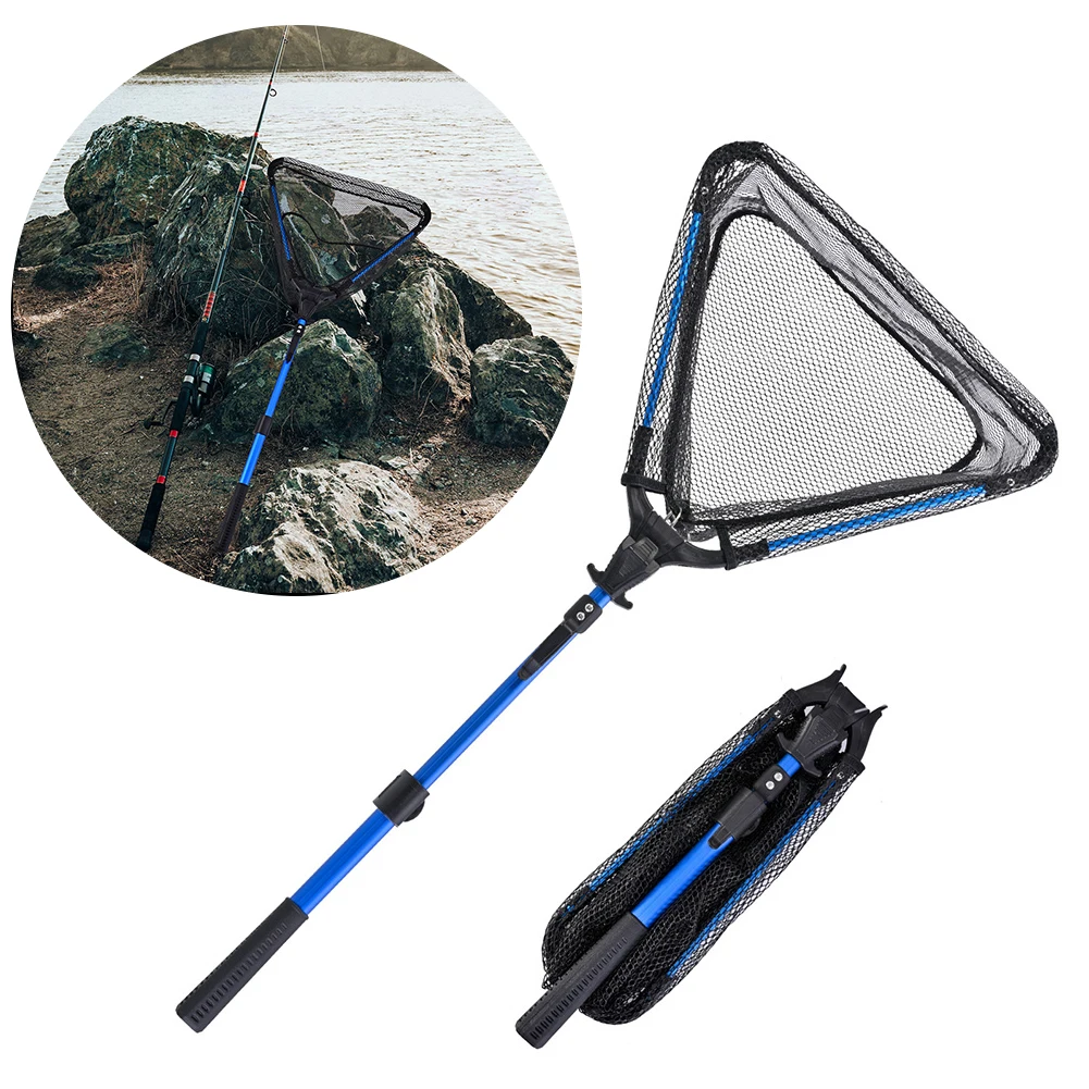 Fishing Triangle Folding Net 72cm/92cm Triangle Hand Net Lightweight Portable for Trout Catfish Bass