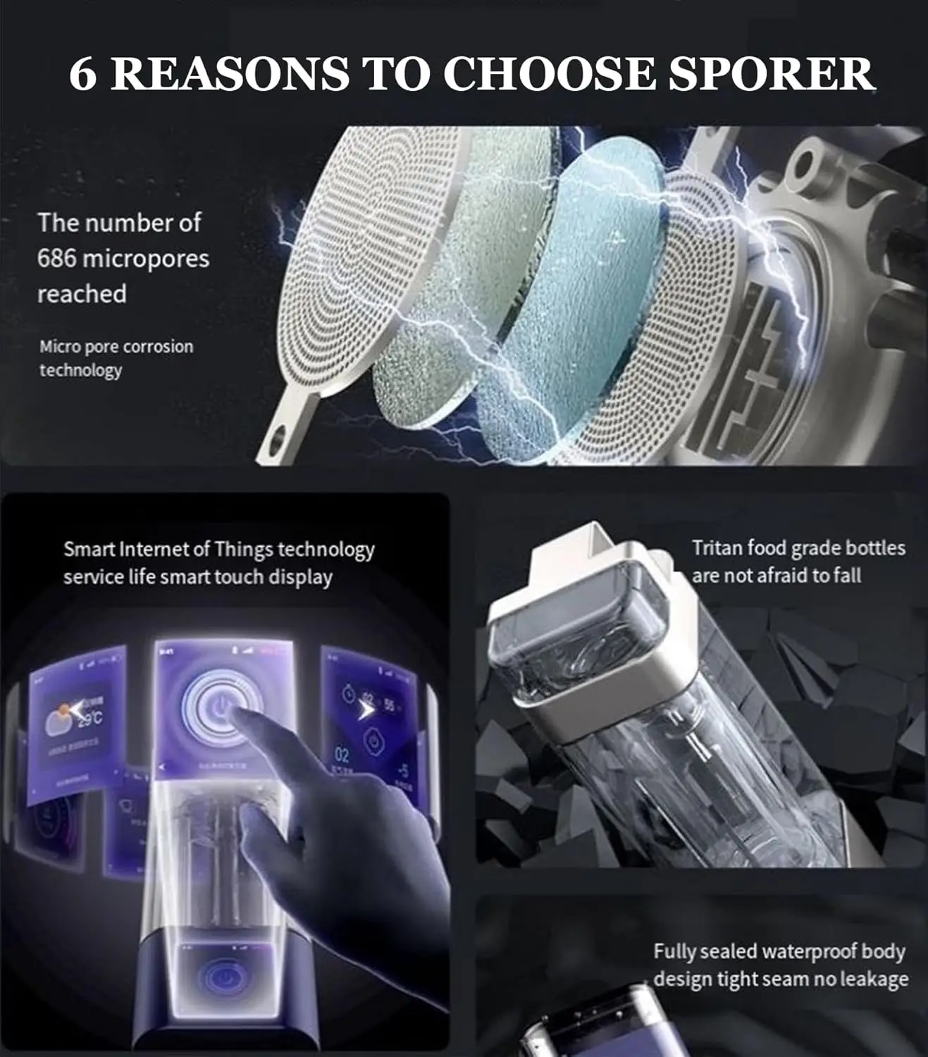 زجاجة مياه الهيدروجين المحمولة 9000PPB آلة مياه الهيدروجين الإلكتروليتية ذات درجة الحموضة العالية #4