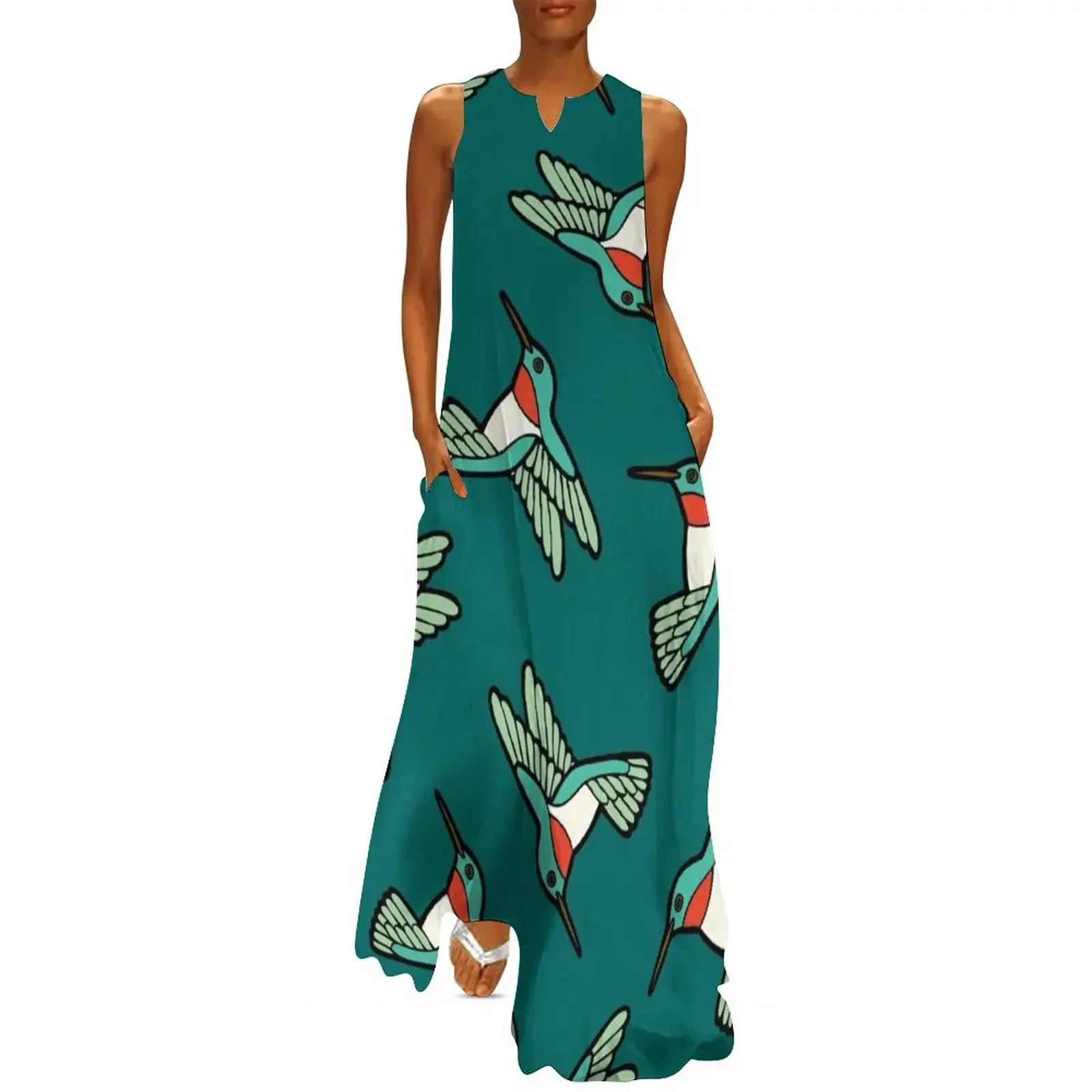 

Hummingbird Pattern Long Dress Woman dresses birthday dress for women luxury 2025 women's summer dress 2025 woman