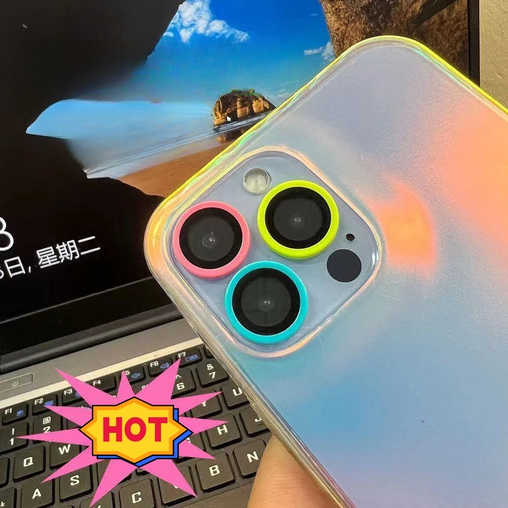 Светящаяся керамическая Защитная пленка для камеры для IPhone 14 13 12 15 Pro Max 14 Plus 12 13 Mini кольцо для объектива закаленное стекло светящаяся крышка