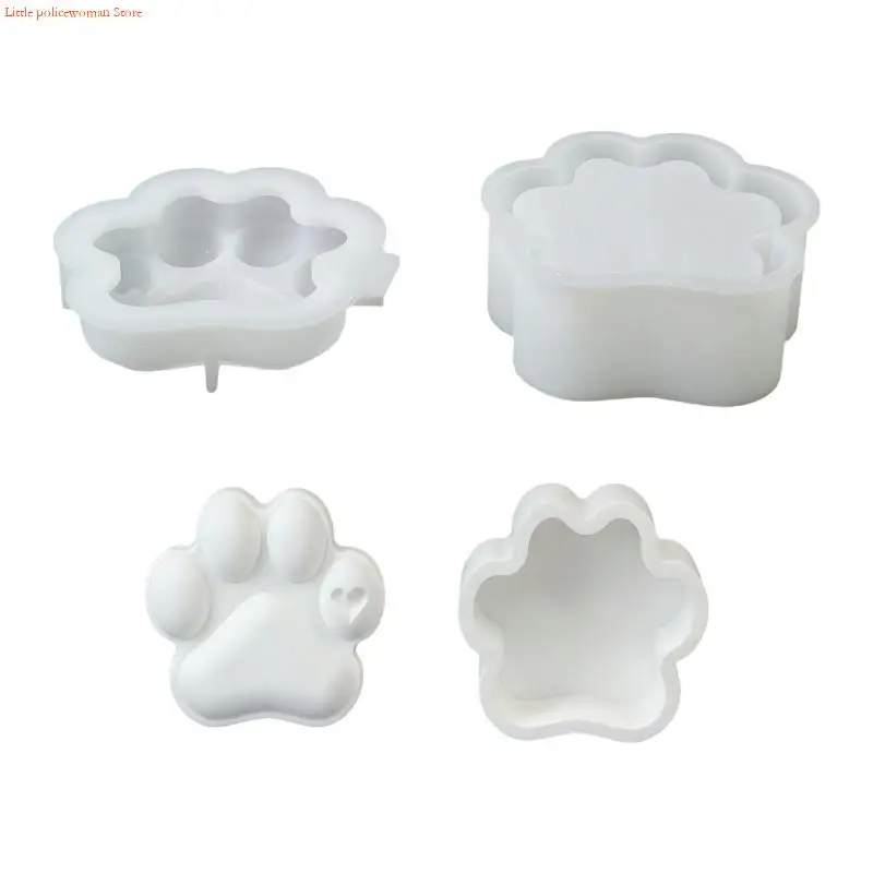 F92D Silicone Dog Paw Crafting Molds Jewelry Organizers Containers Molds Perfect for Candle Making Easy Demolding