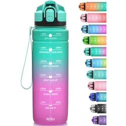 500/700/1000ML Sports Water Bottle With Time Marker Leakproof Portable Drinking Bottle For Outdoor Tour Fitness BPA Free Garrafa