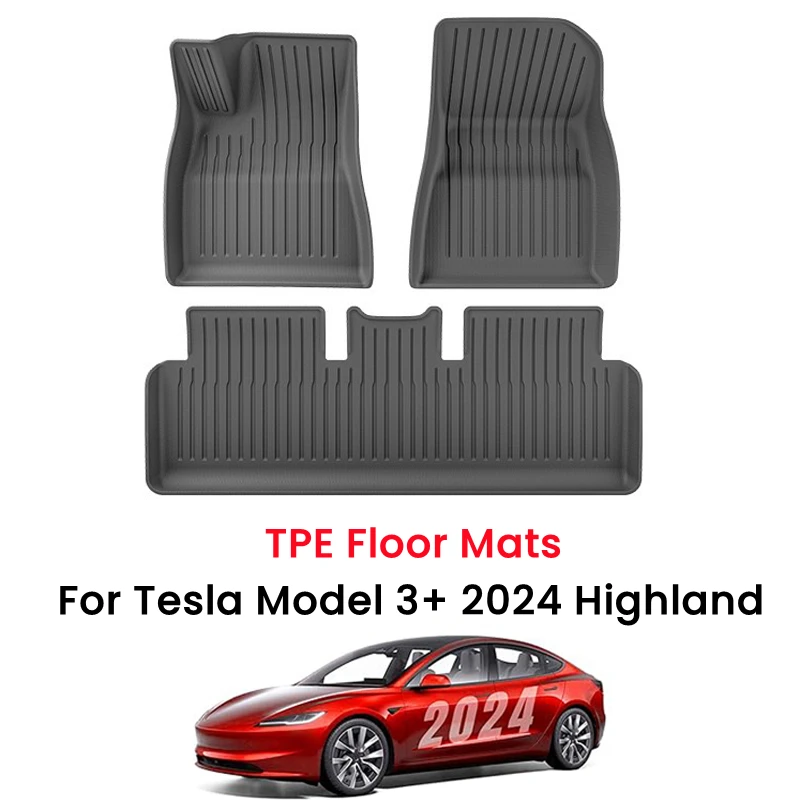 

TPE Floor Mats For Tesla Model 3+ Highland New 2024 Model 3 Waterproof Non-Slip Foot Pads Anti Dirty Cover Interior Accessories