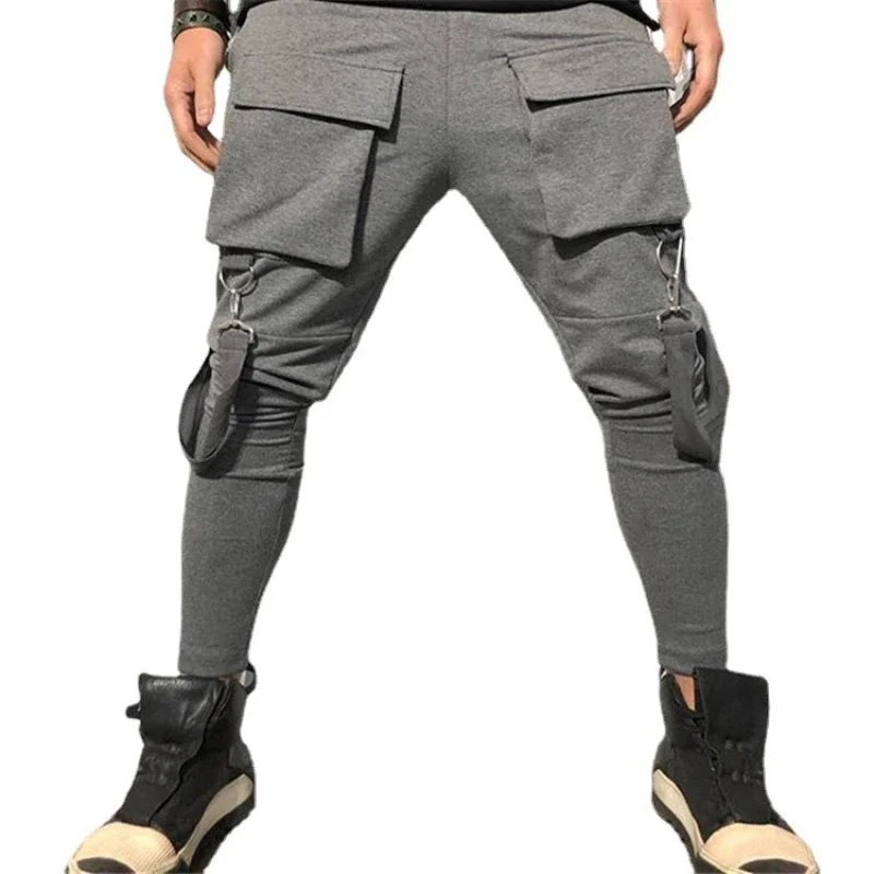 メンズストレートフィットパンツ,ジッパー付き,ハイウエスト,カーゴパンツ,カジュアル,ロング,レギュラーポケット,モノクロ,秋冬,2022