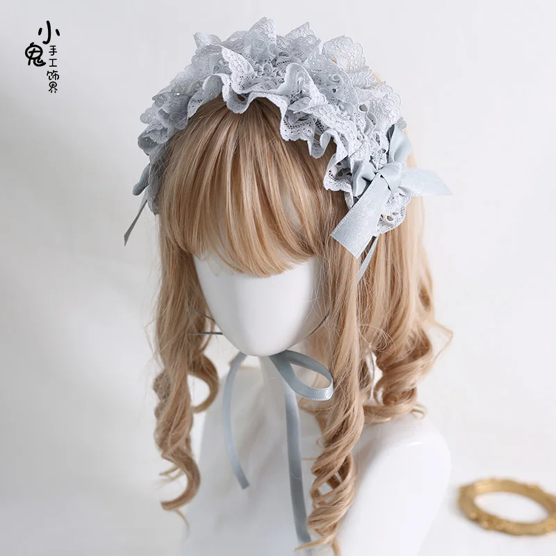 Dark Doll Lolita Gothic Hairpin Headdress Bow Hair Accessories Lo Niang All-Match Lace Hair Band