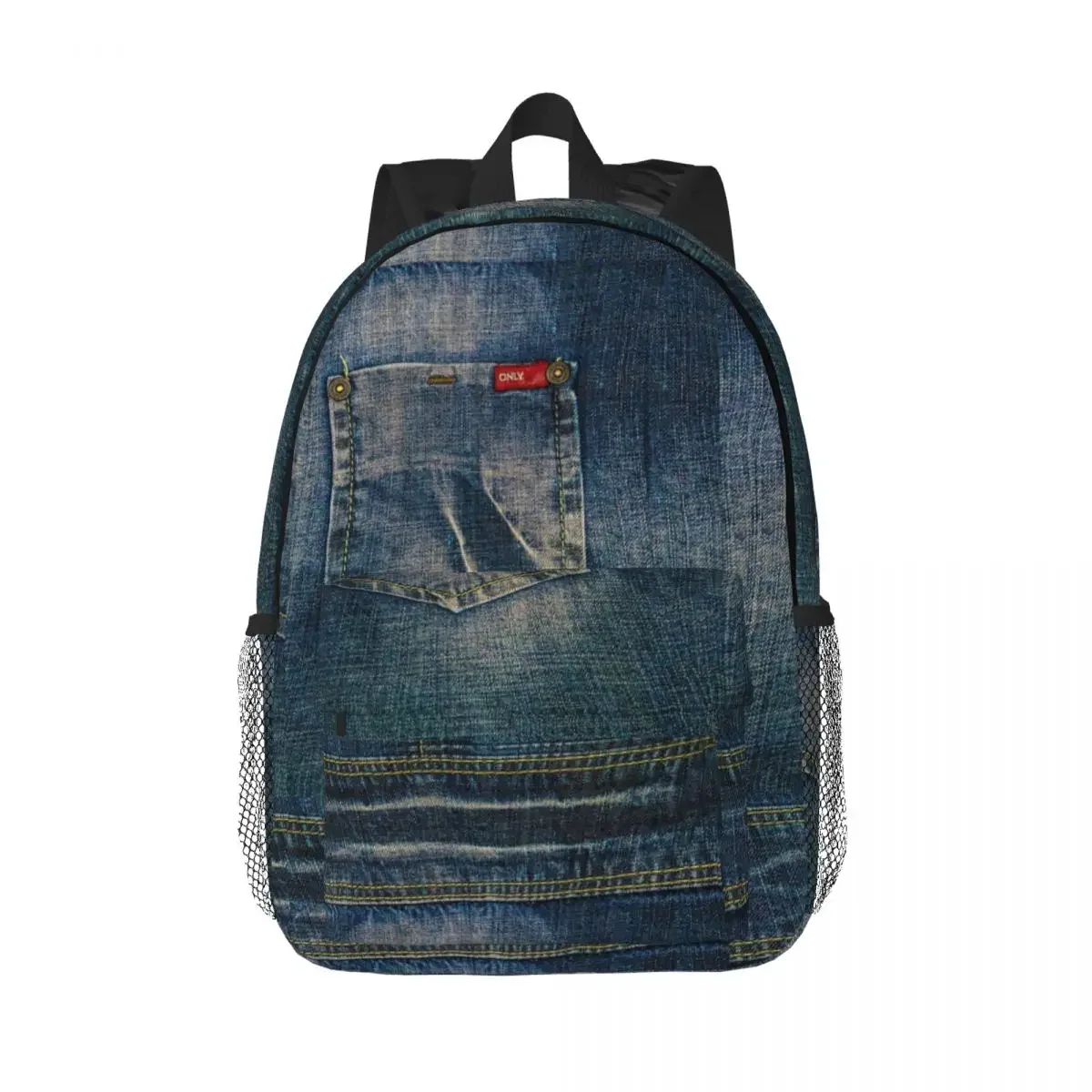 Litter Pocket I Love Bluejeans Denim Backpacks Teenager Bookbag Fashion Students School Bags Travel Rucksack Shoulder Bag