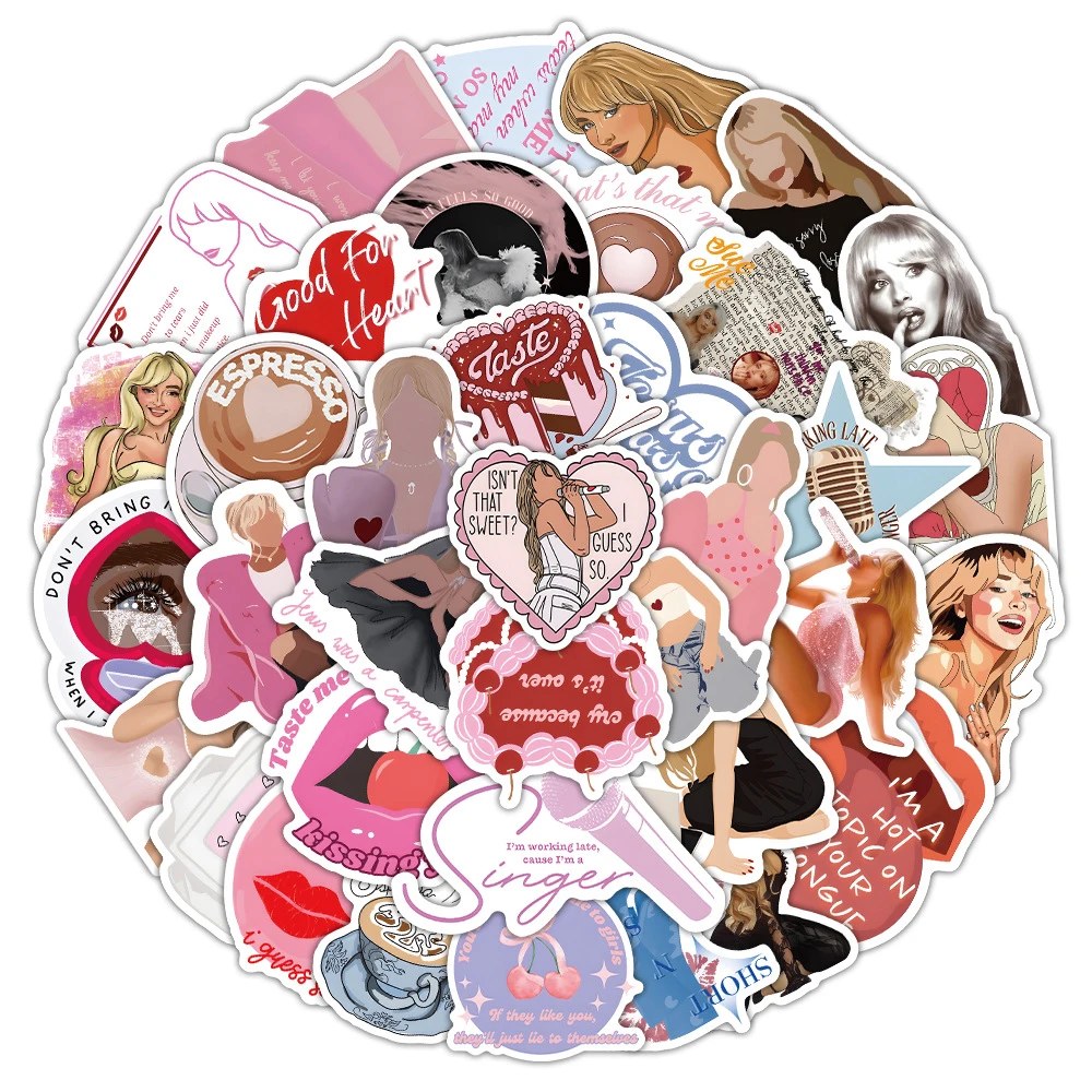 10/30/50pcs Cartoon Singer Sabrina Carpenter Stickers Waterproof DIY Phone Notebook Album Luggage Aesthetic Graffiti Decals Gift