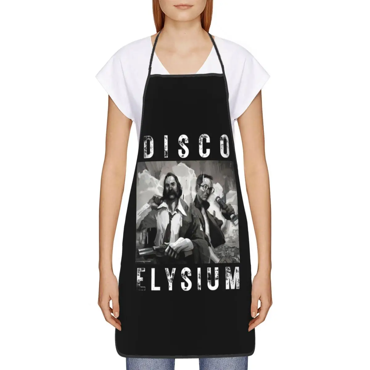 Unisex Disco Elysium Gaming Bib Apron Adult Women Men Chef Tablier Cuisine for Cooking Kitchen Gardening