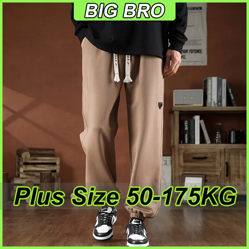 

Men's Plus Size Straight Sweatpants Wide Leg Cotton Track Pants Drawstring Sports Baggy Casual Long Trousers Male Clothes L-10XL