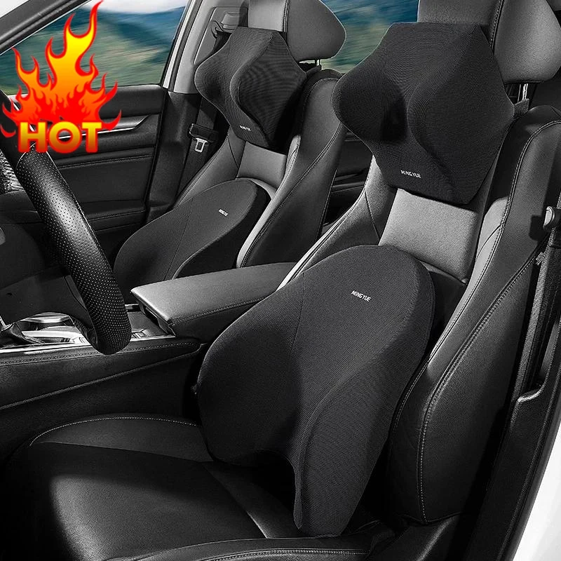 Memory Foam Car Neck Pillow Four Seasons Lumbar Back Support Breathable Car Headrest Cushion Relieve Stress Car Seat Pillow