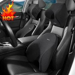 Memory Foam Car Neck Pillow Four Seasons Lumbar Back Support Breathable Car Headrest Cushion Relieve Stress Car Seat Pillow
