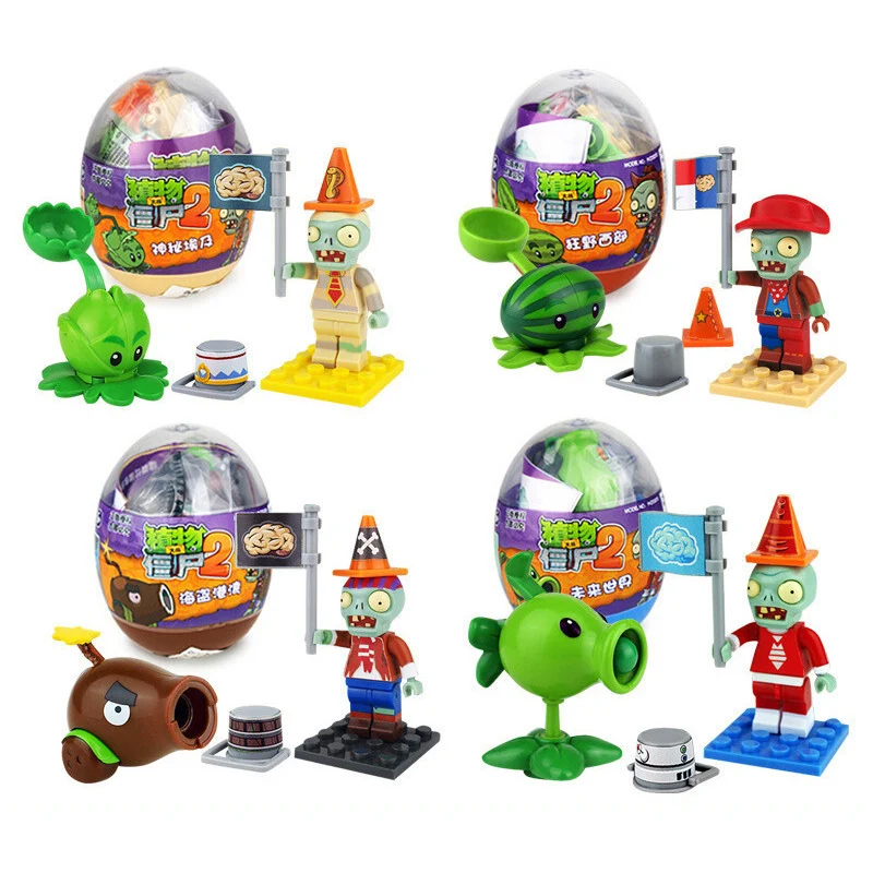 Plants Vs. Zombies Surprise Capsules Toys Kids Assembling Building Blocks Birthday Gifts Game Figure Model Dolls Random Send One