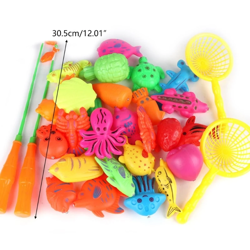 30/52 Pcs Magnetic Fishing  Plastic Fish Rod Set Kids Playing Water Game Educational Gifts