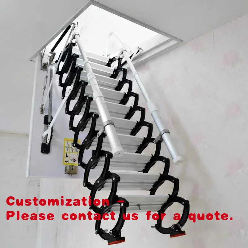 

Customize.Hot Selling Quality Indoor Foldable Aluminum Attic Ladder Outdoor Telescopic Folding Staircase
