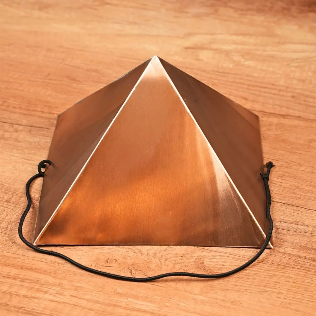 Custom‑Built Copper Tube Pyramid, Gold‑Plated Traditional Abstract Geometric Home Decor Ornament